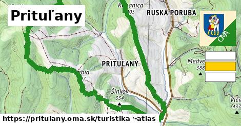 Prituľany Turistické trasy  