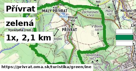 Přívrat Turistické trasy zelená iná