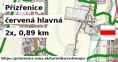 Přízřenice Turistické trasy červená hlavná