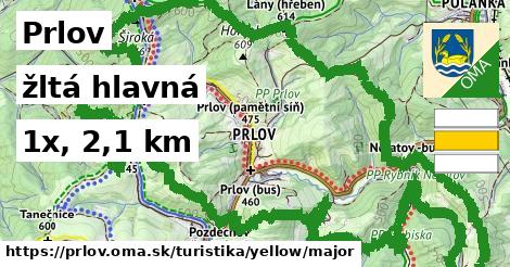 Prlov Turistické trasy žltá hlavná