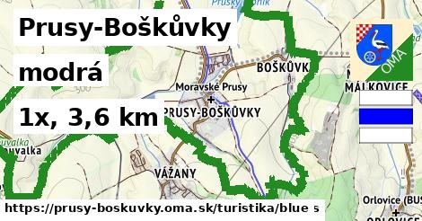Prusy-Boškůvky Turistické trasy modrá 
