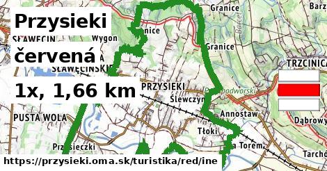 Przysieki Turistické trasy červená iná