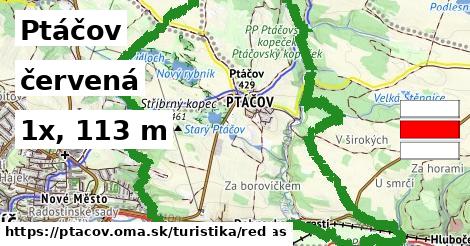 Ptáčov Turistické trasy červená 