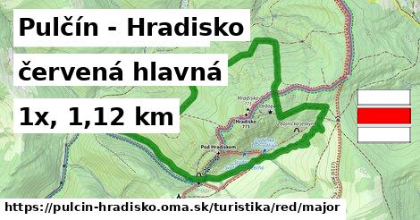Pulčín - Hradisko Turistické trasy červená hlavná