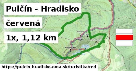 Pulčín - Hradisko Turistické trasy červená 