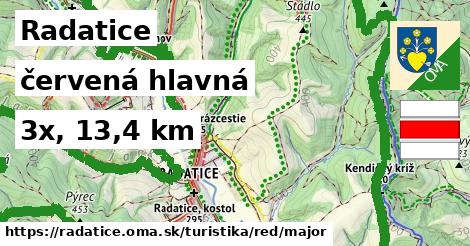 Radatice Turistické trasy červená hlavná