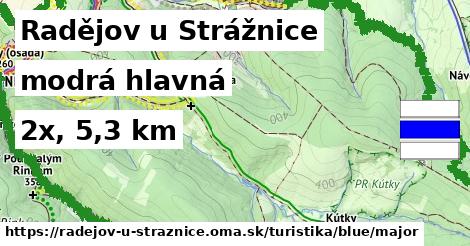 Radějov u Strážnice Turistické trasy modrá hlavná