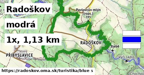 Radoškov Turistické trasy modrá 