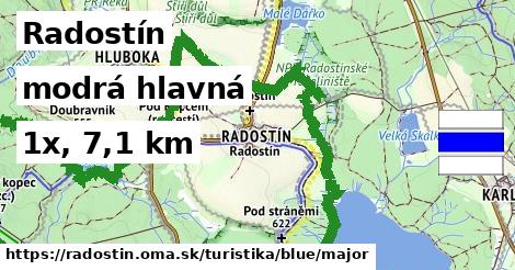 Radostín Turistické trasy modrá hlavná