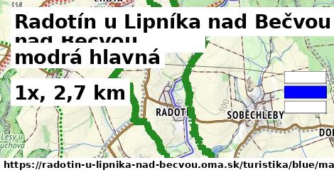 Radotín u Lipníka nad Bečvou Turistické trasy modrá hlavná