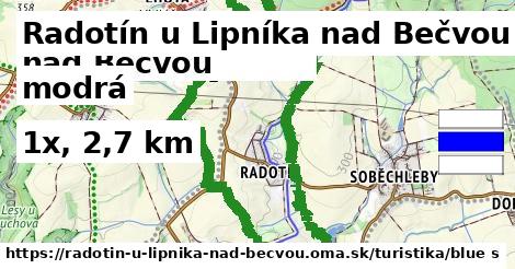 Radotín u Lipníka nad Bečvou Turistické trasy modrá 