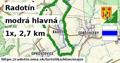 Radotín Turistické trasy modrá hlavná