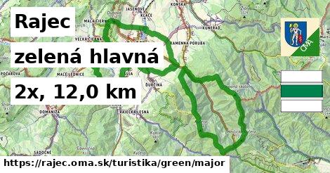 Rajec Turistické trasy zelená hlavná