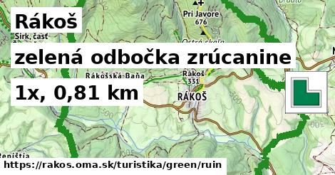 Rákoš Turistické trasy zelená odbočka zrúcanine