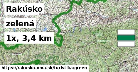 Rakúsko Turistické trasy zelená 