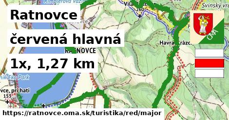 Ratnovce Turistické trasy červená hlavná