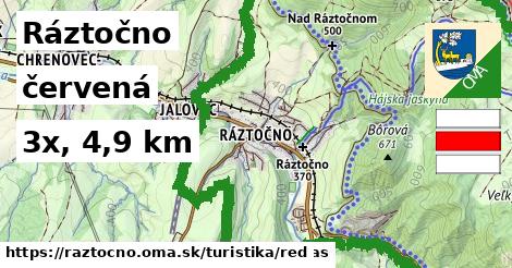 Ráztočno Turistické trasy červená 