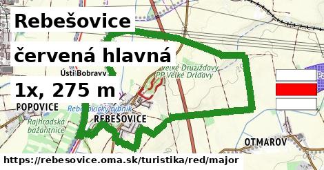 Rebešovice Turistické trasy červená hlavná