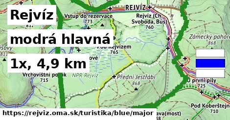 Rejvíz Turistické trasy modrá hlavná