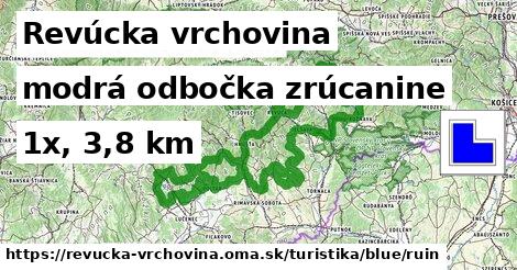 Revúcka vrchovina Turistické trasy modrá odbočka zrúcanine
