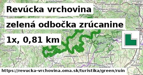Revúcka vrchovina Turistické trasy zelená odbočka zrúcanine