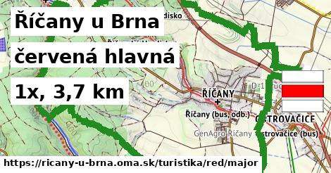 Říčany u Brna Turistické trasy červená hlavná