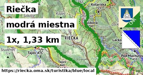 Riečka Turistické trasy modrá miestna