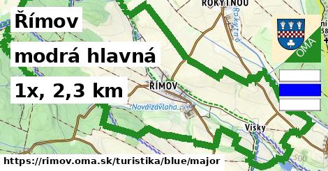 Římov Turistické trasy modrá hlavná