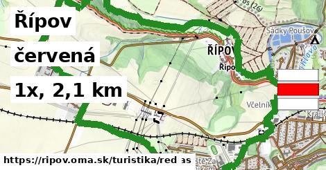 Řípov Turistické trasy červená 