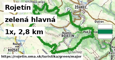 Rojetín Turistické trasy zelená hlavná