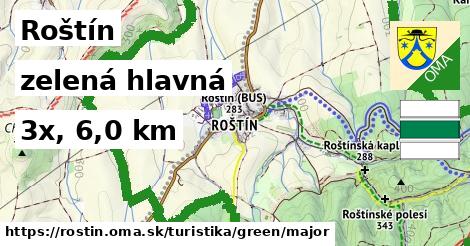 Roštín Turistické trasy zelená hlavná