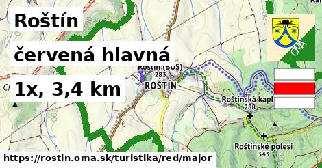 Roštín Turistické trasy červená hlavná
