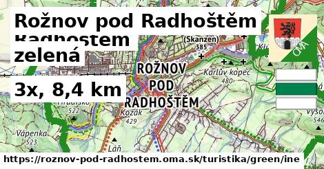 Rožnov pod Radhoštěm Turistické trasy zelená iná
