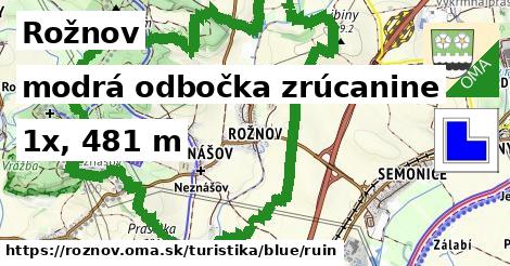 Rožnov Turistické trasy modrá odbočka zrúcanine