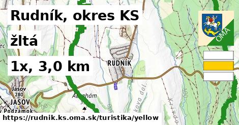 Rudník, okres KS Turistické trasy žltá 