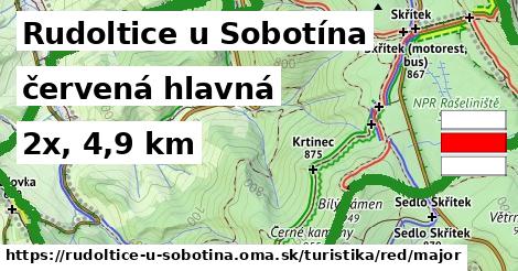 Rudoltice u Sobotína Turistické trasy červená hlavná