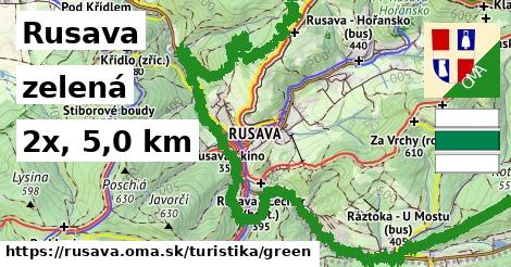 Rusava Turistické trasy zelená 