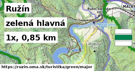 Ružín Turistické trasy zelená hlavná