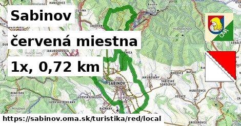 Sabinov Turistické trasy červená miestna