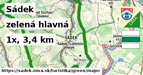 Sádek Turistické trasy zelená hlavná