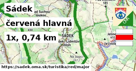 Sádek Turistické trasy červená hlavná