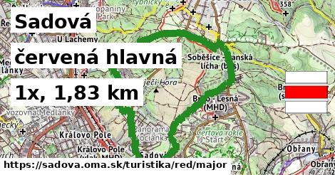 Sadová Turistické trasy červená hlavná