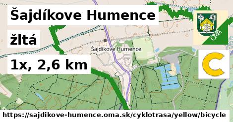 Šajdíkove Humence Cyklotrasy žltá bicycle