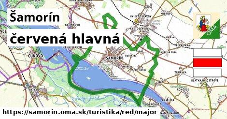 Šamorín Turistické trasy červená hlavná