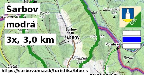 Šarbov Turistické trasy modrá 