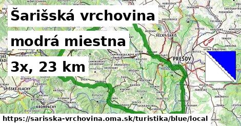 Šarišská vrchovina Turistické trasy modrá miestna