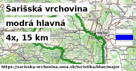 Šarišská vrchovina Turistické trasy modrá hlavná