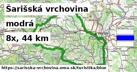 Šarišská vrchovina Turistické trasy modrá 