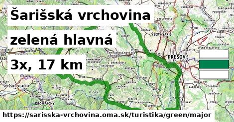 Šarišská vrchovina Turistické trasy zelená hlavná