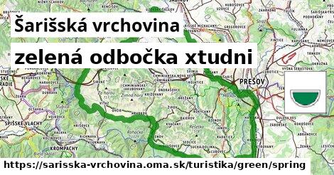 Šarišská vrchovina Turistické trasy zelená odbočka xtudni